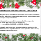 OBAVIJEST O NASTAVKU PODJELE BOŽIĆNICA