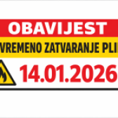 OBAVIJEST  – PRIVREMENO ZATVARANJE PLINA 14.01.2026.