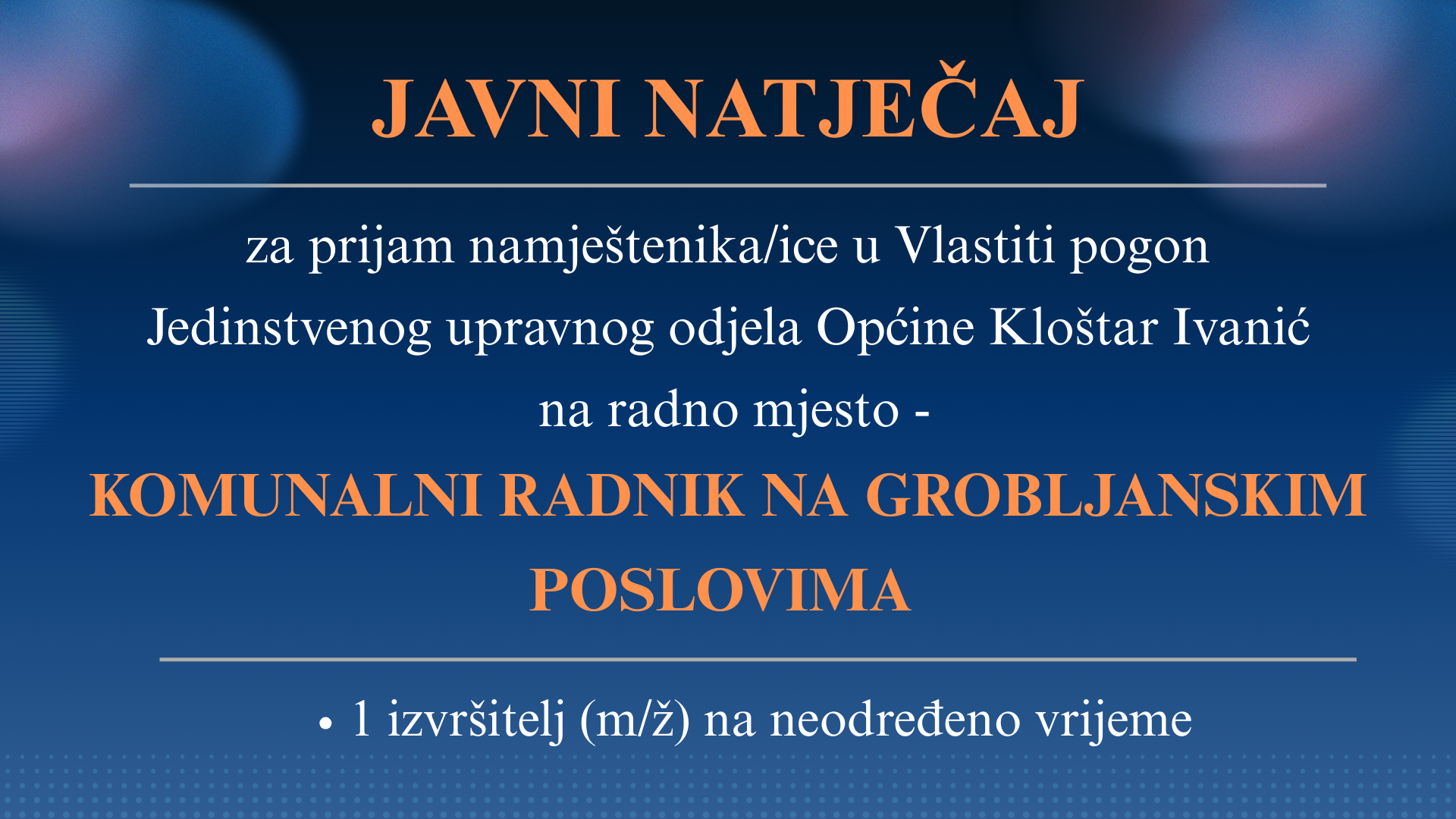 KOMUNALNI RADNIK NA GROBLJANSKIM POSLOVIMA