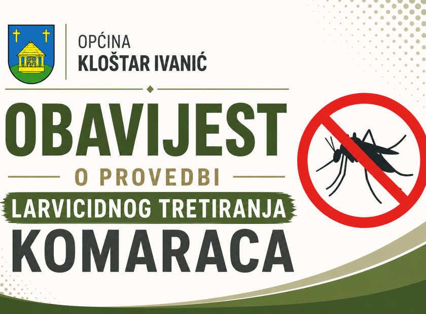 OBAVIJEST O PROVEDBI LARVICIDNOG TRETIRANJA KOMARACA